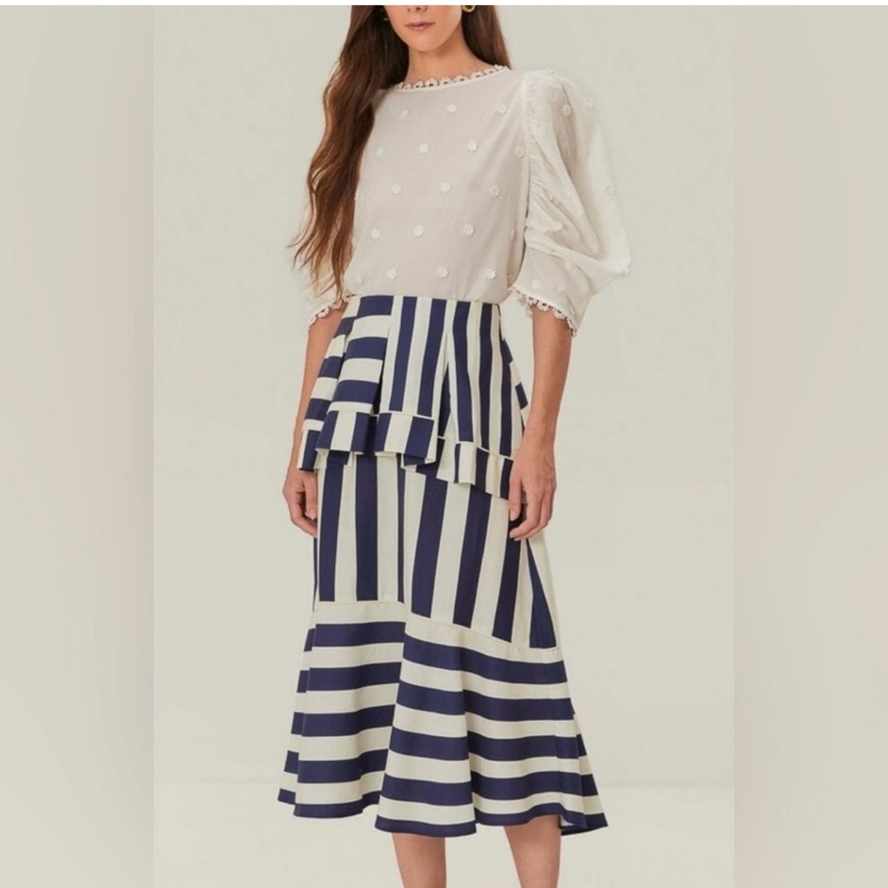 NWT Farm Rio Striped Navy and White Skirt